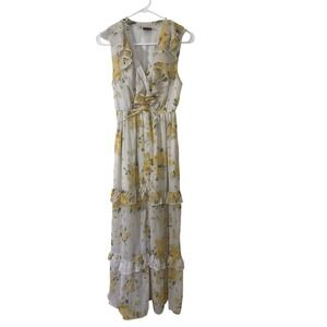 Disney‎ Princess Yellow Floral Cottagecore Tired Ruffle Dress Small Whinsy